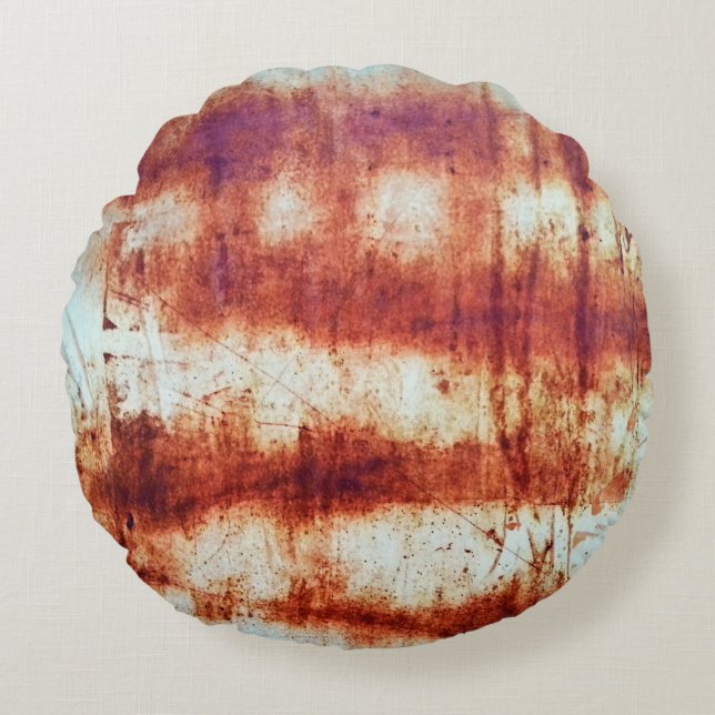 Rusted metall, texturerad bakgrund. rund kudde (Framsidan)