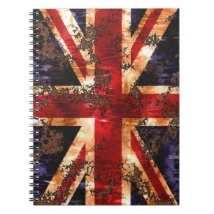 Rusted Patriotic United Kingdom Flagga Anteckningsbok Med Spiral