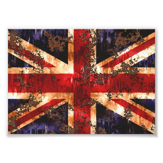 Rusted Patriotic United Kingdom Flagga Fototryck (Framsidan)