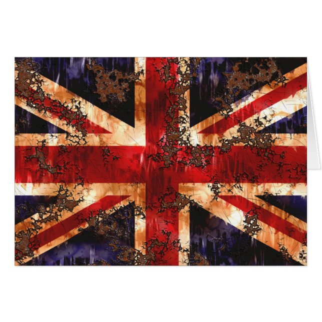Rusted Patriotic United Kingdom Flagga Hälsningskort (Framsidan Horizontal)