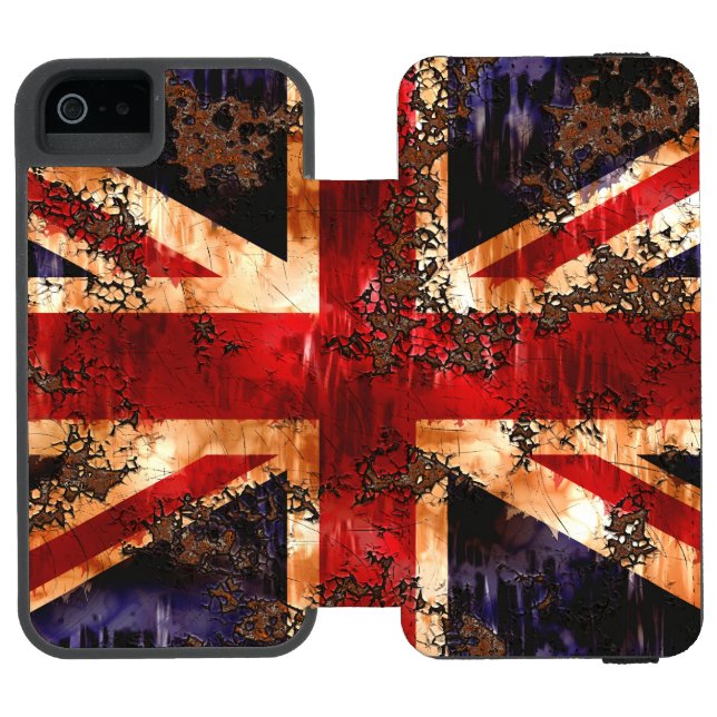 Rusted Patriotic United Kingdom Flagga Incipio iPhone Wallet Skal (Folio Öppen)