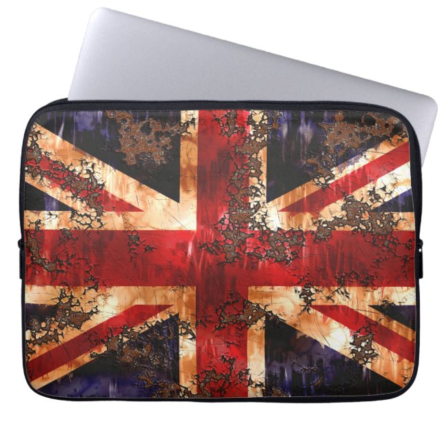 Rusted Patriotic United Kingdom Flagga Laptop Fodral (Framsidan)