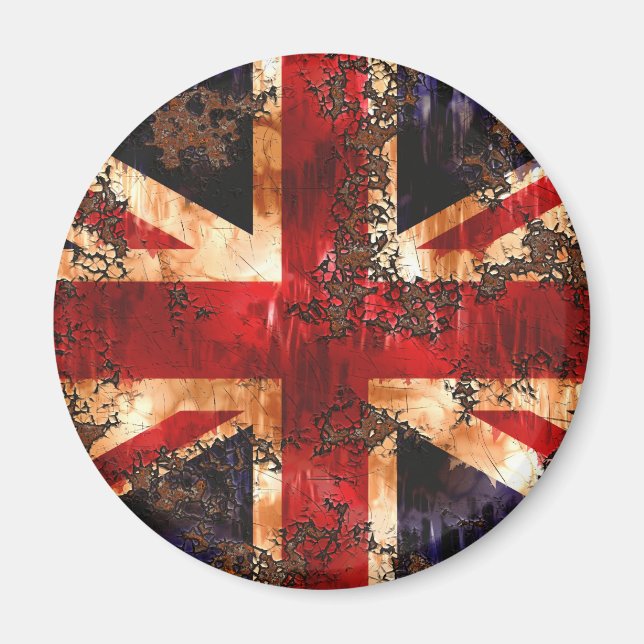 Rusted Patriotic United Kingdom Flagga Magnet (Framsidan)