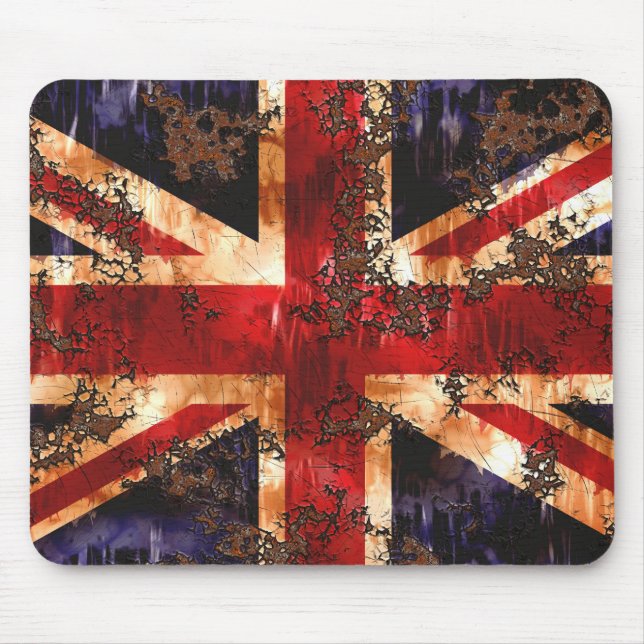 Rusted Patriotic United Kingdom Flagga Musmatta (Framsidan)
