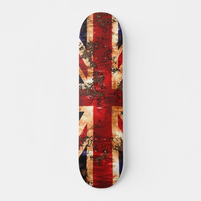 Rusted Patriotic United Kingdom Flagga Old School Skateboard Bräda 21,6 Cm (Framsida)