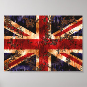 Rusted Patriotic United Kingdom Flagga Poster