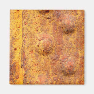 Rusted Riveted Metall Square Magnet