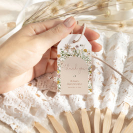 Rustiс Boho WildblommBaby Shower Presentetikett