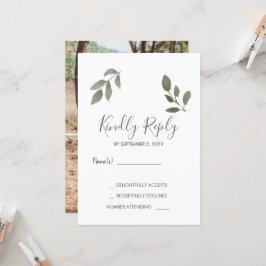 Rusti elegant botanical löv-fotoBröllop OSA Inbjudningar