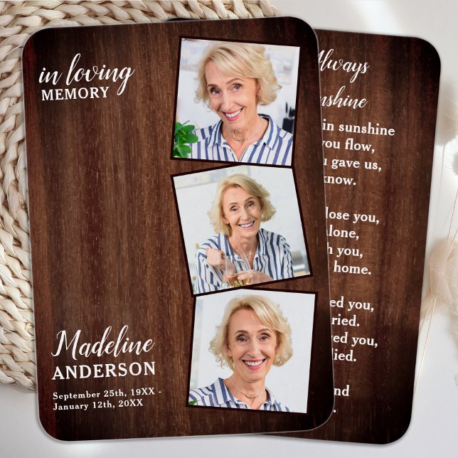 Rustials begravningskort för 3 Bild Visitkort (Skapare uppladdad)