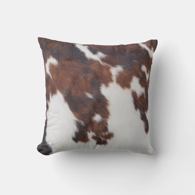 Rustic С owhide Päls Skriv ut Kudde (Framsida)