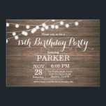 Rustic 13:e födelsedagsinbjudan Wood Inbjudningar<br><div class="desc">Rustik 13:e födelsedagsinbjudan med String Ljus Wood Background. 13:e 15:e 16:e 18:e 21:e 30:e 40:e 60:e 70:e 80:e 90:e 100:e,  oavsett ålder. Om du vill göra ytterligare anpassningar klickar du på knappen "Anpassa" och användor verktyg som är utformat för att ändra mallen.</div>