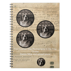 Rustic 1860:s Hund i Anpassningsbarna Art Ephemera Anteckningsbok Med Spiral