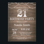 Rustic 21:a födelsedagsinbjudan String Ljus Inbjudningar<br><div class="desc">Rustic 21:a födelsedagsinbjudan med Rustic Wood Background. Sträng Ljus. Land Vintage Retro. Vuxen Birthday. Male Manar eller Women Birthday. Om du vill göra ytterligare anpassningar klickar du på knappen "Anpassa" och användor verktyg som är utformat för att ändra mallen.</div>