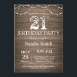 Rustic 21:a födelsedagsinbjudan String Ljus Inbjudningar<br><div class="desc">Rustic 21:a födelsedagsinbjudan med Rustic Wood Background. Sträng Ljus. Land Vintage Retro. Vuxen Birthday. Male Manar eller Women Birthday. Om du vill göra ytterligare anpassningar klickar du på knappen "Anpassa" och användor verktyg som är utformat för att ändra mallen.</div>