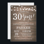 Rustic 30års födelsedag inbjudningsträd inbjudningar<br><div class="desc">Rustic 30års födelsedag inbjudning Wood Background med String Ljus. 13:e 15:e 16:e 18:e 20:e 30:e 40:e 60:e 70:e 80:e 90:e 100:e, oavsett ålder. Vuxen födelsedag. Födelsedagsfest för kvinnor eller män. Om du vill göra ytterligare anpassningar klickar du på knappen Anpassa och användor verktygen som är utformat för att ändra mallen....</div>