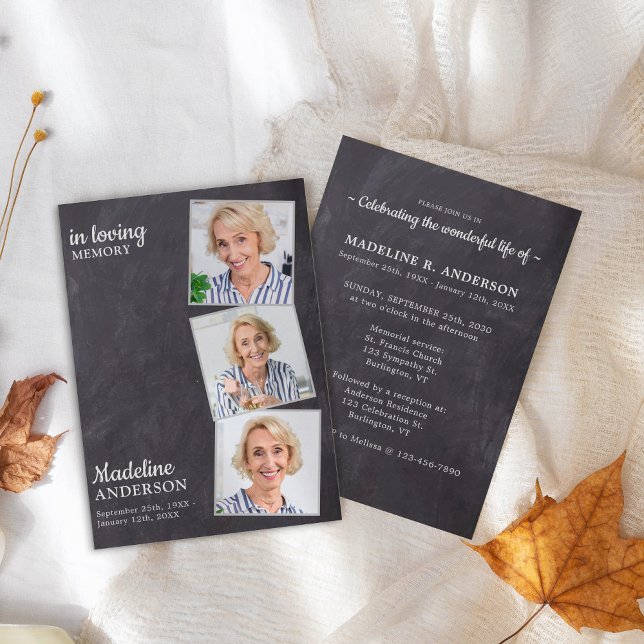 Rustic 3 foton Memorial Firande of Life Inbjudningar (Skapare uppladdad)
