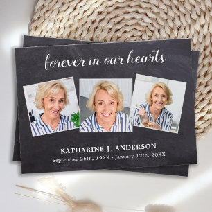 Rustic 3 Photo Sympathy Memorial Prayer Card Visitkort