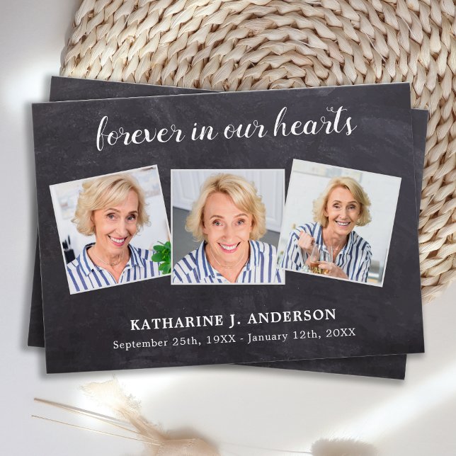 Rustic 3 Photo Sympathy Memorial Prayer Card Visitkort (Skapare uppladdad)