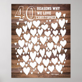 Rustic 40:e födelsedagsgästen Bok Poster