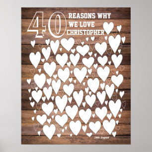 Rustic 40:e födelsedagsgästen Bok Poster