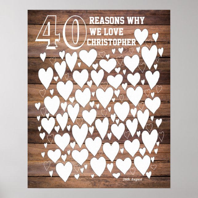 Rustic 40:e födelsedagsgästen Bok Poster (Framsidan)