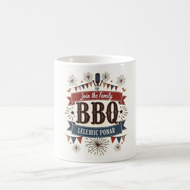 Rustic 4:e juli Mugg - BBQ Picnic Retro Stil (Center)