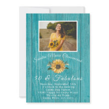 Rustic 50 och Fabulous | Solros Teal Birthday I