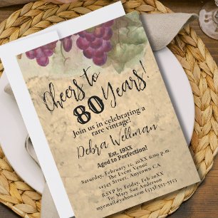 Rustic 80:e Vintagen på födelsedagen Cheers till 8 Inbjudningar