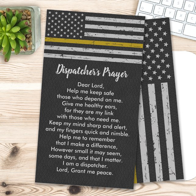 Rustic 911 Dispatcher Prayer Thin Guld Line Visitkort (Skapare uppladdad)