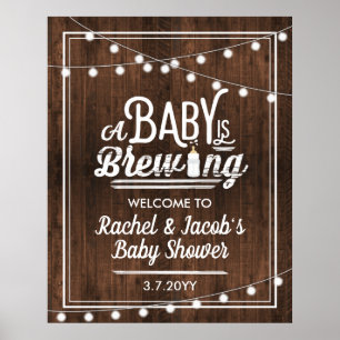 Rustic A Baby är ett välkomstskylt för babyskor Poster