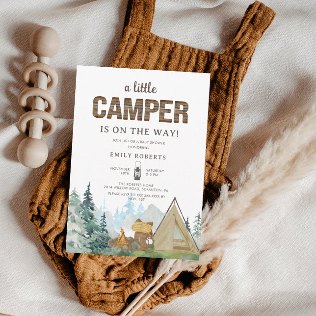 Rustic A Little Camper Baby Shower Inbjudningar (Skapare uppladdad)