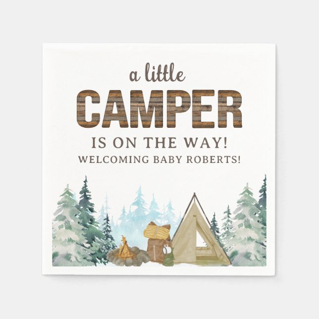 Rustic A Little Camper Baby Shower Pappersservett (Framsidan)