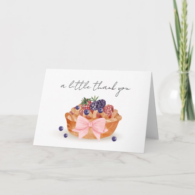 Rustic A Little Cutie Paj Berry Bow Baby Shower Tack Kort (Framsida)
