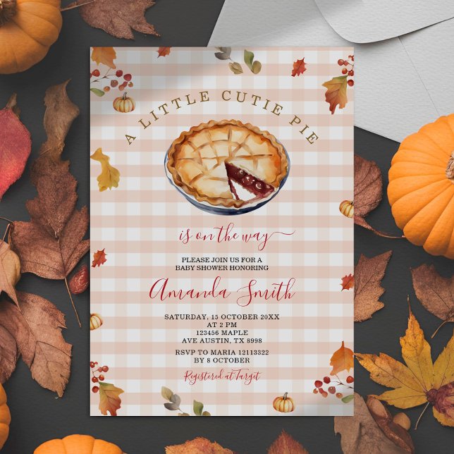 Rustic A Little Cutie Paj Fall Gingham Baby Shower Inbjudningar (Skapare uppladdad)