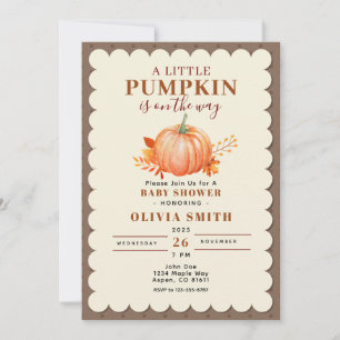 Rustic a Little Pumpkin Fall Baby Shower Cute Inbjudningar