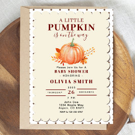 Rustic a Little Pumpkin Fall Baby Shower Dot Inbjudningar