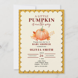 Rustic a Little Pumpkin Fall Baby Shower Dot Inbjudningar