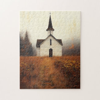 Rustic Abandoned Church Painting Pussel