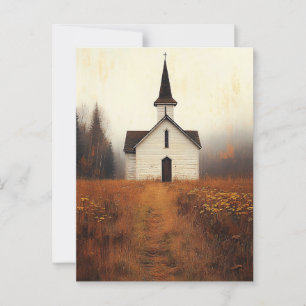 Rustic Abandoned Church Painting Vykort