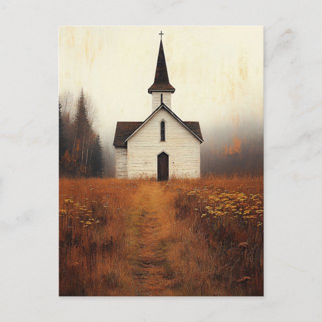 Rustic Abandoned Church Painting Vykort (Framsida)