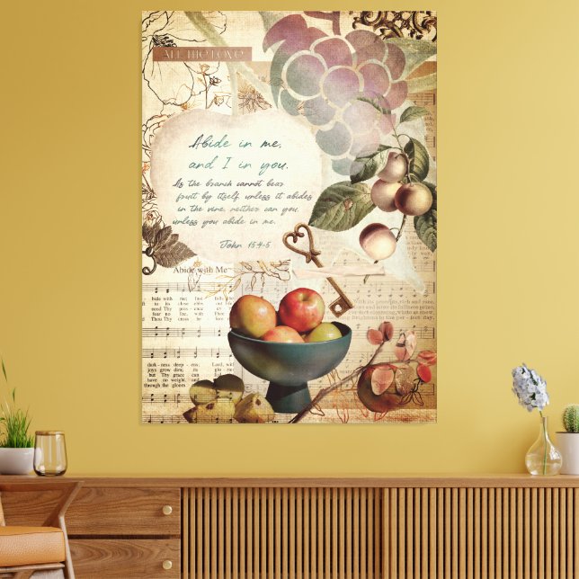 Rustic Abide i Me Fruitful Faith Poster Canvastryck (Insitu (Vardagsrum))