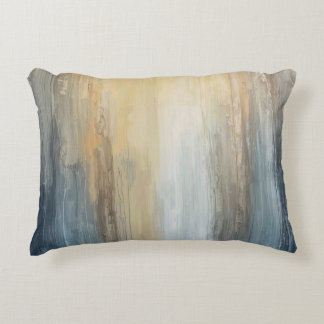 Rustic Abstract Blue Brown Yellow Stripe Prydnadskudde