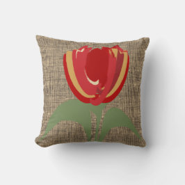 Rustic Abstrakt Tulip Art Blommigt Canvas Pillow Kudde