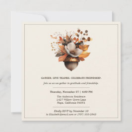 Rustic Acorn Floral | Elfenbensvit Thanksgiving-mi Inbjudningar
