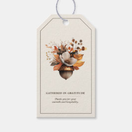 Rustic Acorn Floral Ivory Fall Gift & Favor Tag Presentetikett