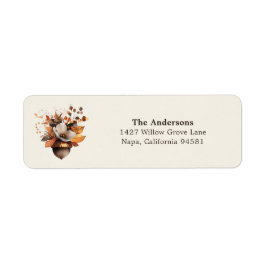 Rustic Acorn Floral Ivory Return Address Label Returadress Etikett