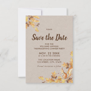 Rustic Acorns Oak Birch Thanksgiving Spara datum Datumet