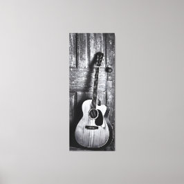 Rustic Acoustic Guitar in Black & White Canvastryck