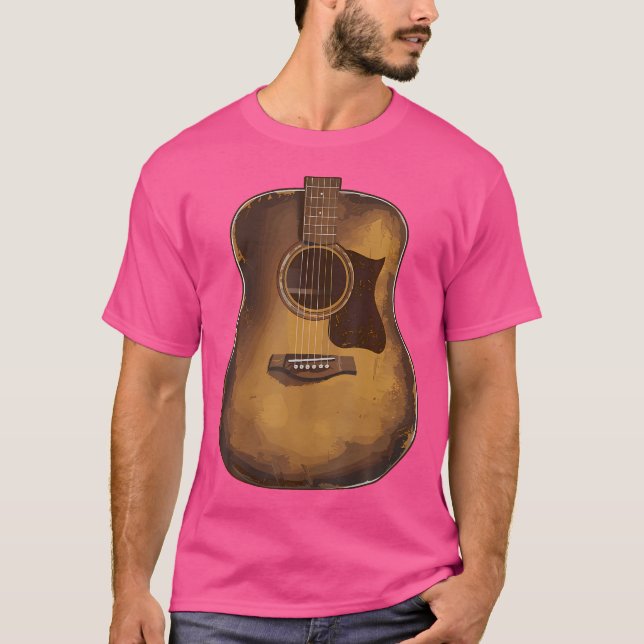 Rustic Acoustic Guitar Vintage Music Älskare T Shirt (Framsida)